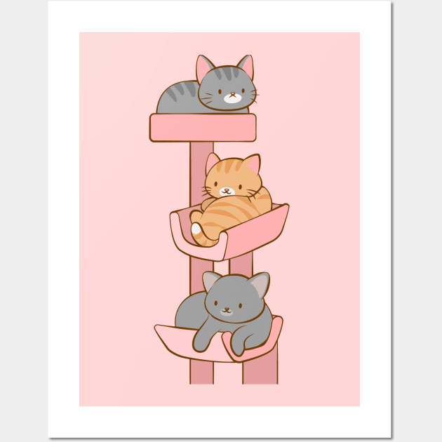 Kawaii Kitty Cat Tree Wall Art by Irene Koh Studio